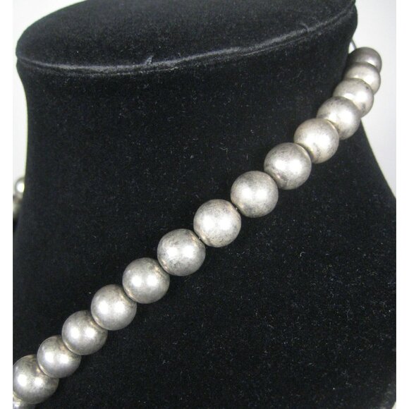 Necklace 32 in Jewelry Silvertone Beaded Statement Vintage Strand Metal - Picture 4 of 5